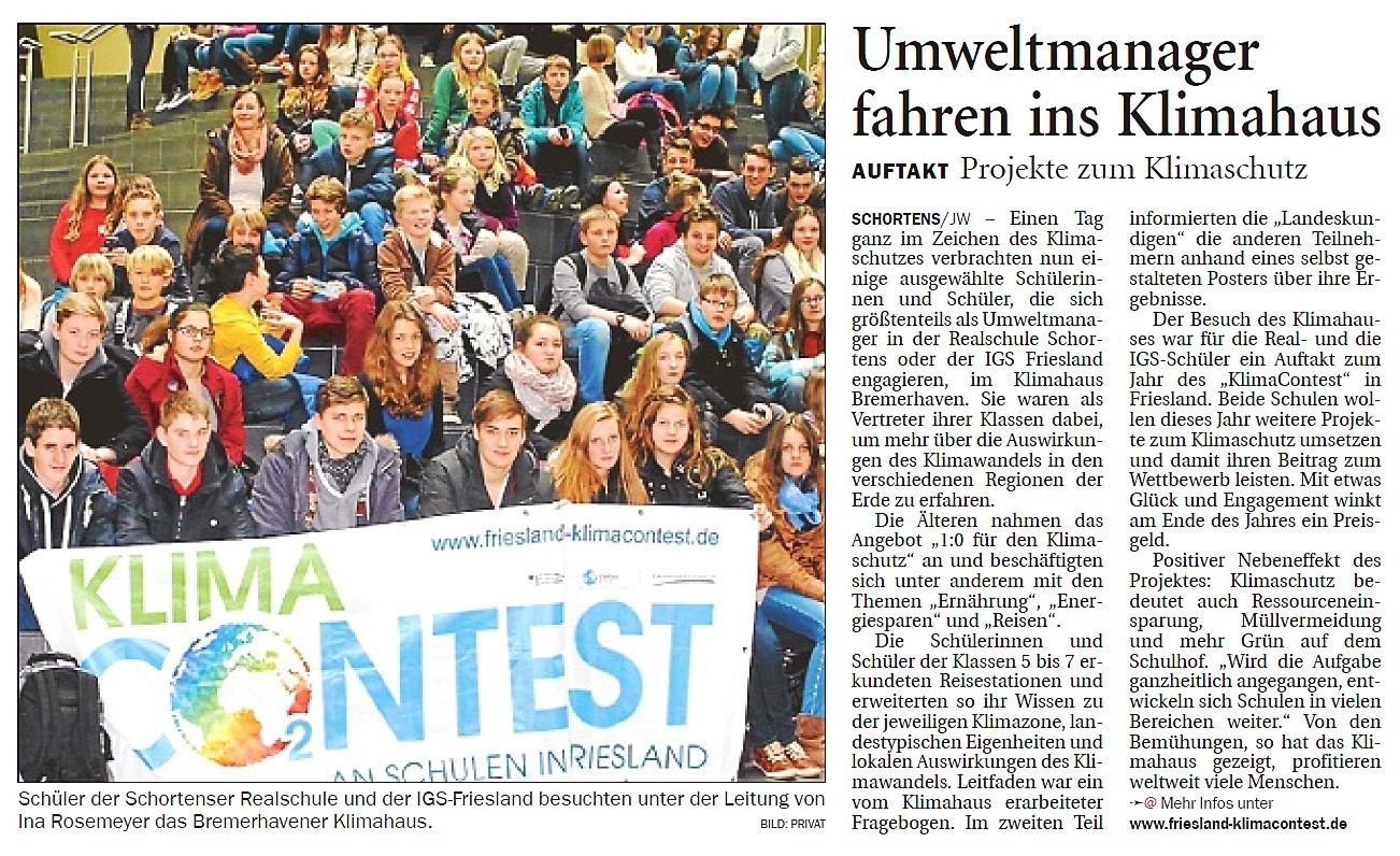 Bericht des Jeverschen Wochenblattes vom 30.01.2014